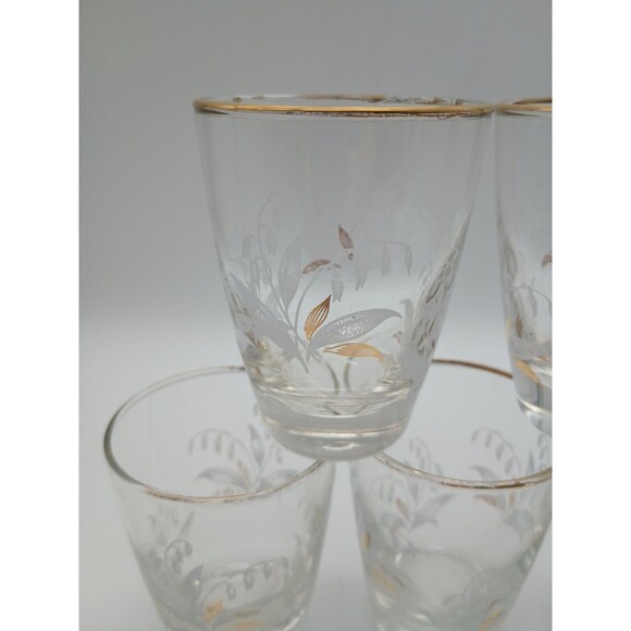 7 Vtg Libbey Lily Of The Valley Juice Glasses 6 Oz Gold Rim - Picture 4 of 10